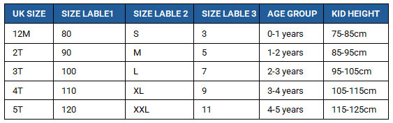 Size chart